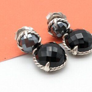 DAVID YURMAN Sterling Silver Chatelaine Double Drop Earrings with Black ONYX